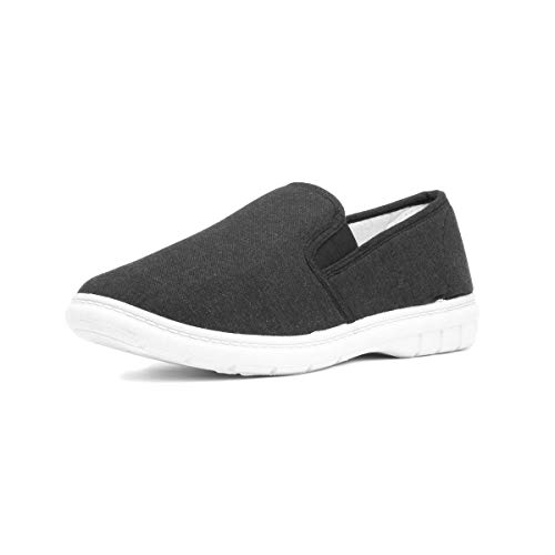 Hobos Mens Twin Gusset Canvas Shoe in Charcoal - Size 7 UK - Grey