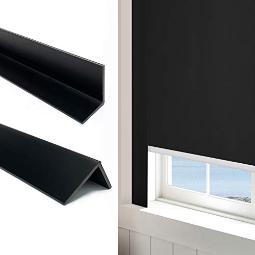 Keego 100% Blackout PVC Light Blockers for Window Shades and Blinds - Block Light Along The Sides of Blackout Blinds Great for Bedroom Nursery, Light Blocking Strips (Black, 58.5', 2pcs)
