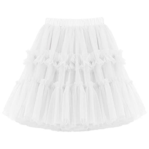 Little Girl Long Tutu Skirt Baby Toddler Girl Ruffle Layered Tulle Skirt Casual Skirt Princess Party (White, 2-3 Years)