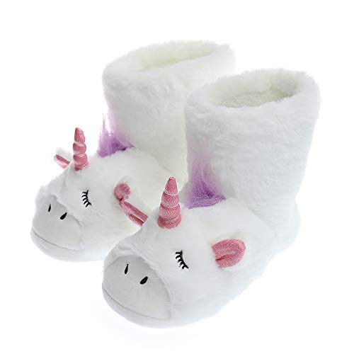 Pantoufles Licorne | Chaussures d'intérieur et d'extérieur | Chaussures en peluche douillettes pour femme | Pantoufles mignonnes et moelleuses pour filles, 37/38 EU