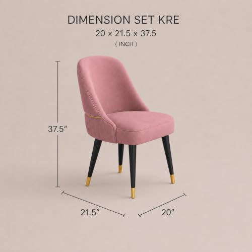Image of WOODEN SPACE 4 Seater Wooden Dining Table Set | Urban Marble Top Dining Table with Chairs for Dining Room & Kitchen (Modern Grand Aura Pink) (42 x 42 x 30 inch)