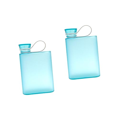 Bouteille plate transparente étanche à poignée gommage sportif réutilisable x2