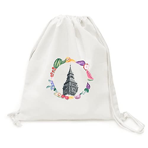Sac en tissu pliable bell tower landmark pour vos courses de produits frais