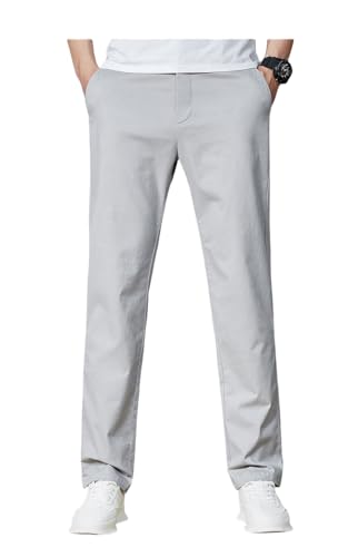 Men's Classic Straight Leg Casual Pants, Cotton Business Trousers, Available in Navy, Black, Gray