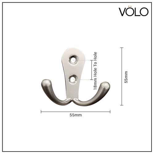 Image of VOLO Two pin Clothes Hanger Hook Premium and Stylish Door Hangers for Clothes, Door Cloth Hanger, Cloth Hooks /Hanger, Hooks Rail for Hanging Keys,Clothes,Towel (Chrome Finish, 2)