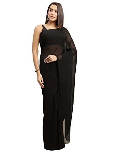 Image of Avantika Fashion Women's Amazing Plain Georgette Saree With Blouse Piece