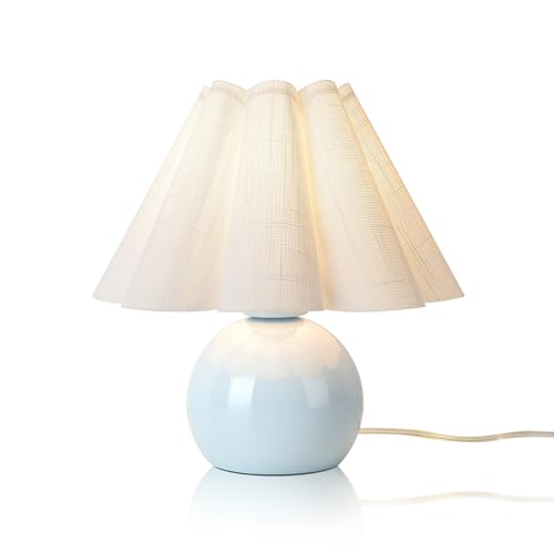 Light Blue Small Bedside Mini Table Lamp for Bedroom, Cute...