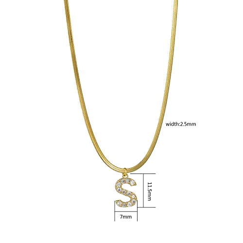 Ceeal Dainty Initial Necklaces For Women Girls,18K Gold Plated Herringbone Chain Necklace Simple Letter Pendant Women Choker Necklace S #TOP2