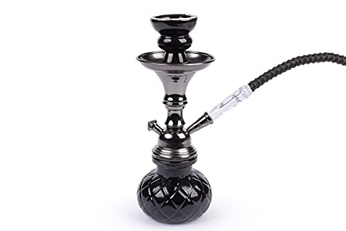 WEELOV Shisha 26 cm, mit 1 Schlauch, Glas-Bowl Wasserpfeife in praktischer Größe, Hookah Orient stylisch - schwarz – Bild 5