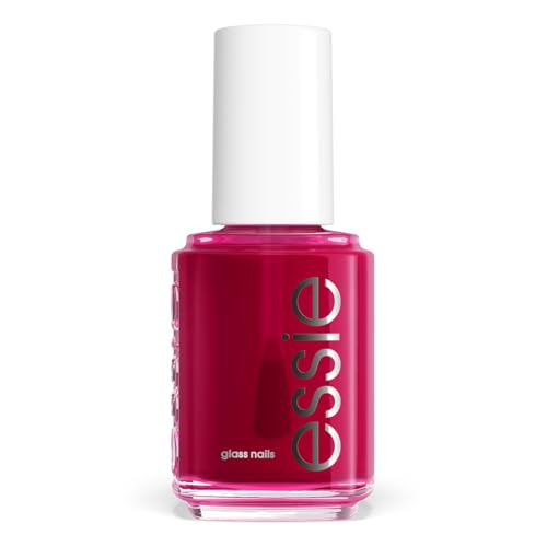 Essie Glass Nails Highballer, esmalte de uñas fucsia vibrante, acabado transparente, acabado reflectante de luz y cobertura impecable, diseñado para un alto brillo y acabado de superficie brillante