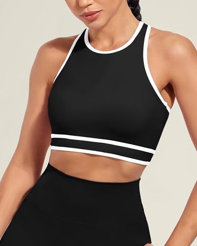 Xunyu High Neck Longline Sports Bra For Women Supportive Workout Tops Built In Bra Racerback Yoga Gym Tank Crop Top thumb #1