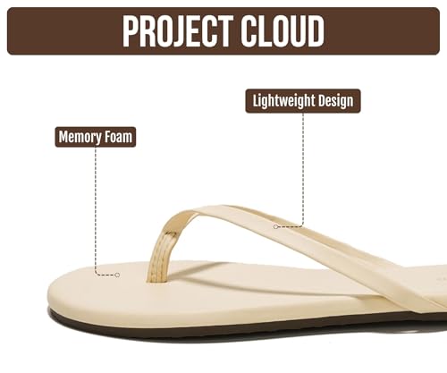 Image of Project Cloud Flip Flops for Women Footwear- Lightweight and Memory Foam Insole Sandals for Women 2026 - Durable Non-Slip Beach Essentials Flats for Women Sandals (Foundations)