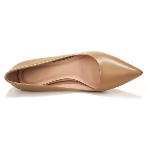 Image of Women's Low Kitten Heel Pumps Classic Fashion Dress Pumps Simple Heeled Shoes for Office Work