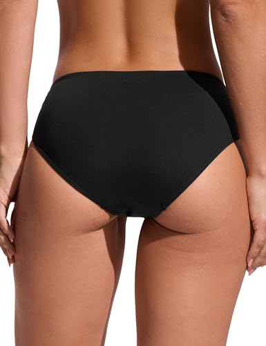 Image of CRZ YOGA Mid Waisted Bikini Bottoms | Mid Cut Leg, Medium Bum Coverage, Full Lining, Swim, Bathing Suit Briefs for Women