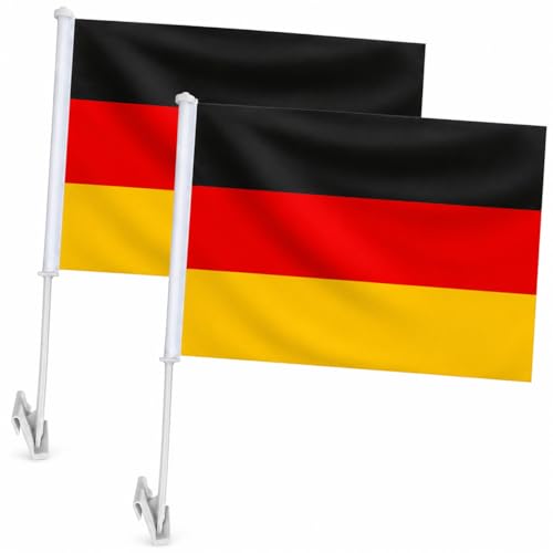 AURALIN 2er-Set Deutschland Autofahnen für WM 2026 30 x 45 cm wetterfeste Autofenster-Flaggen aus Polyester mit Fensterhalterung für Fußballfans und Public Viewing