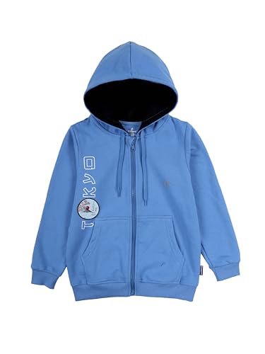 Image of KiddoPanti Boys Solid Cotton Full Sleeve Zip-Up Front Open Hooded Sweatshirt