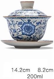 GSOUL Kungfu Tea cup Qinghua Ru Kiln Three Talent Cover Bowl Small Household Open Piece Can Be Raised Ceramics Kung Fu Tea Set Single One Person Brewing Cups Small Tea Cups