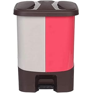 GHFHF Afvalbak buiten dubbele vuilnisbak Kantoor/outdoor tuin plastic vuilnisbak 20 liter afvalcontainer (Color : Pink)