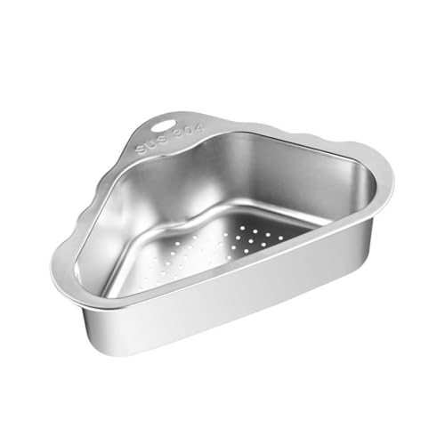 Abaodam 三角シンクホルダー ステンレス製キッチンコーナーストレーナー 丈夫で滑らかな角 キッチン排水用家用品 水切りごみ収納兼用