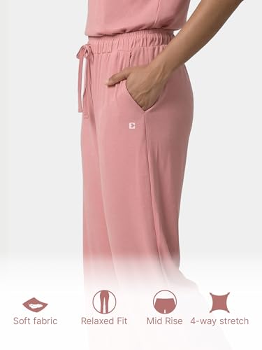 Image of Enamor Mid Rise Regular Length Adjustable Drawstring Basic Home Lounge Pant for Women - Relaxed fit - E404
