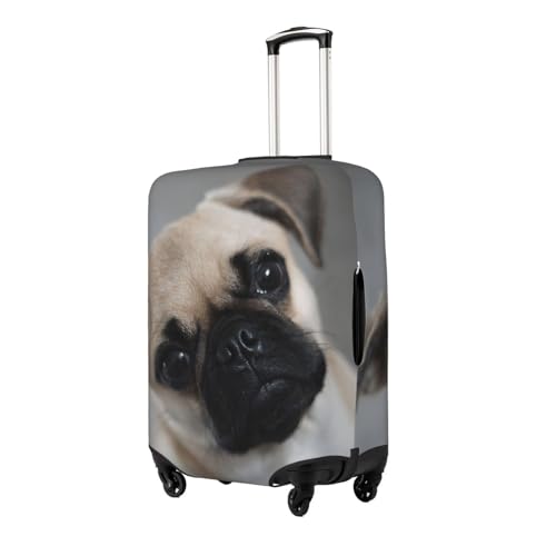 Cute Pug Dog Puppy Travel Luggage Cover Fits 18-32 Inch Luggage, Elastic Suitcase Cover Protector with Concealed Zipper for Wheeled Suitcase Tsa Approved2