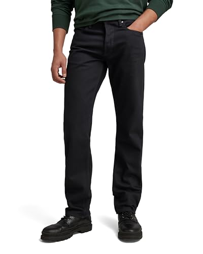 G-STAR Raw - Mens Mosa Straight Jeans, Color Pitch Black, Size: 33W x 34L