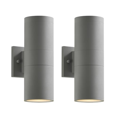 Image of mirrea 12 inch Modern Outdoor Porch Light in 2 Lights, 2 Pack, Metallic Gray