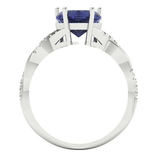 Clara Pucci 2.1 tcw Heart Cut Engagement Ring for Women, 14K Solid Gold, White Gold, Solitaire with Accents Simulated Blue Sapphire Bridal Anniversary Promise Ring4