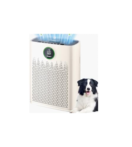Air Purifiers for Home Large Room, with Smart Mode, Cover Up to 2200 Ft², PM2.5 Air Quality Display, 22dB Sleep Mode, Aromatherapy with 2X-Purification & 360°Air Outlet, HAP603, Milk White