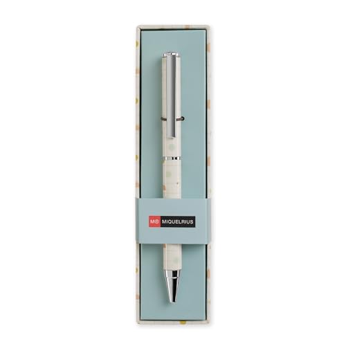 Miquelrius - Bolígrafo azul, Óptimo para material escolar, Boli punta 0.7 mm, Material oficina, Papelería bonita, Bolígrafo giratorio, Geométrico