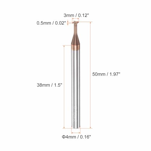 Image of HARFINGTON T Slot End Mill Milling Cutter 3mm Cutting 0.5mm Depth 4mm Shank Solid Carbide Titanium Coated 4 Flutes for Stainless Steel Alloy