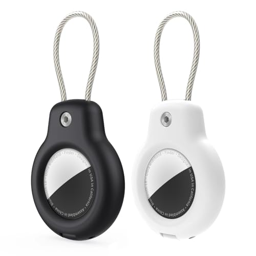 GLILAVOX 【2枚セット】AirTag ケース 2個セット エアタグケース airtag キーホルダー ワイヤーリング ストラップ エアタグ airtag 保護ケース ロック 耐衝撃性 荷物 鍵 バックパックに掛ける エアタグ用
