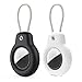 SPGUARD Kompatibel mit Apple AirTag Anhänger Secure Halter mit Kabel, 2er Pack Air Tag Lock Case Schlüsselanhänger Schlüsselring Hülle Gepäckanhänger für Schlüssel, Gepäck & mehr (Schwarz&Weiß)