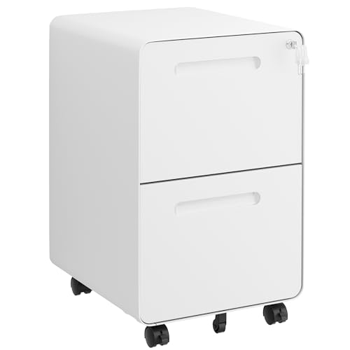 File Cabinet, Mobile Filing Cabinet with Lock, All Steel Structure Printer Stand, Fully Assembled...