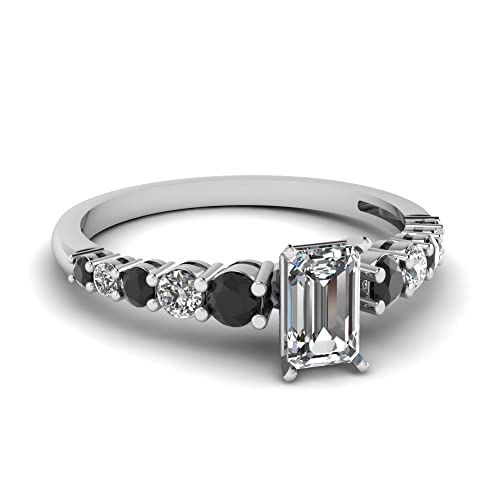 Image of Choose Your Gemstone Graduated Diamond CZ Engagement Ring 925 Sterling Silver Emerald Shape Petite Engagement Rings Lightweight Office Wear Everyday Gift Jewelry US Size 4 to 12