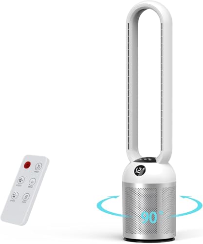 YAZEKY Ventilateur Colonne Sans Pale 101 cm, 24 Vitesses Ventilateur Tour Silencieux, Ventilateur de Sol Oscillant à 90, Écran LCD, Minuterie De 12H,...