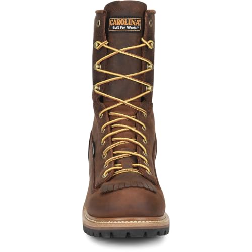 Carolina Spruce 8" Soft Toe Waterproof Logger Work Boot for Men, Durable Leather, Oil & Slip Resistant, EH Rated4