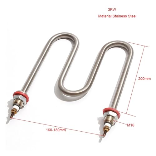 Resistencia de elemento calefactor tipo U doble 3KW con rosca M16 de acero inoxidable para caldera 7