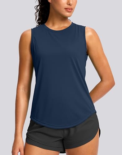SANTINY Sleeveless Workout Tops for Women Breathable Lightweight Athletic Running Tank Tops Active Tennis Yoga Shirts2