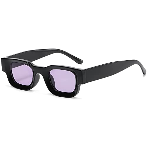 Image of AIEYEZO Modern Thick Rectangle Sunglasses for Women Men 90s Retro Chunky Square Polarized Sun Glasses UV400 Protection