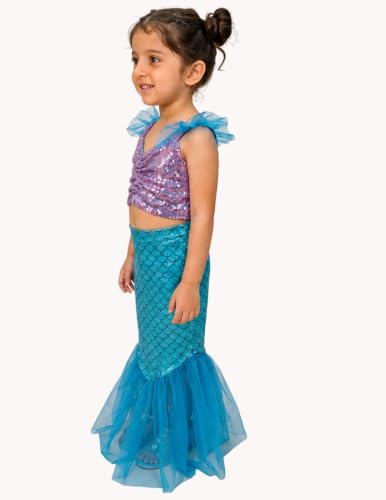 Image of BookMyCostume Girls Fancy Dress & Costume Collection - Mermaid Outfits Set & Rainbow Sequin Dresses - Princess, Kids Birthday, School Annual Day & Role-Play Costumes for Girls