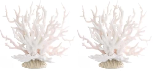 Image of Artificial Plants Aquarium-Decor-Coral, White (Pack of 2)