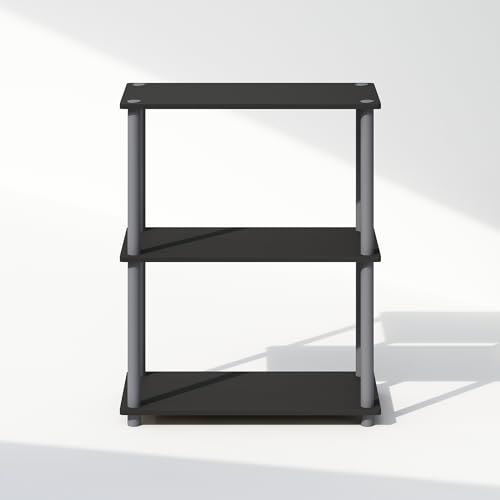 Furinno Turn-N-Tube Book Shelf, 3-Tier Bookshelf, Bookcase with Multipurpose Compact Display Rack, 11.6 x 23.6 x 29.6, for Living Room, Bedroom, Home Office, Black/Grey - image 6