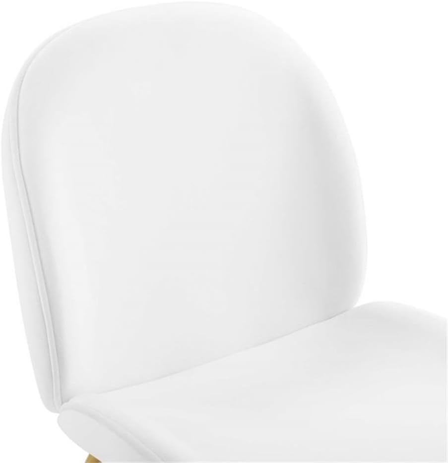 Modway EEI-3548-WHI Scoop Gold Stainless Steel Leg Performance Velvet Dining Chair, White