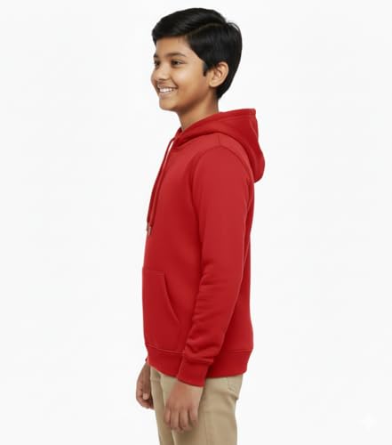 Image of Boy's Cotton Fleece Hooded Sweatshirt with Kangaroo Pocket