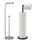 2 Pack Toilet Paper Holder Stand, Brushed Nickel & Oil Rubbed Bronze Toilet Paper Stand, Free Standi
