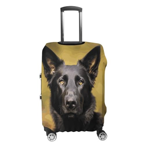 Black German Shepherd Dog Printed Luggage Cover Protector, Fits 18-32 Inch Luggage4