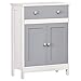 HOMCOM Armario de Salón con 1 Cajón 2 Puertas y Estante Interior Ajustable Mueble Auxiliar de Almacenaje Multiusos para Baño Cocina Comedor 60x30x80 cm Blanco y Gris