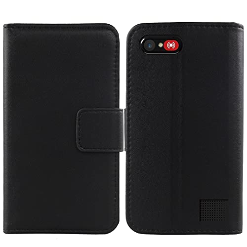 Image of Lankashi Premium Genuine Real Flip Folder Folio Leather Case For Swissvoice C50s 5" Book Wallet Business Phone Protection Protector Cover Skin Pouch Etui (Black)