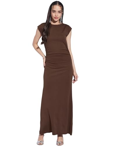 Image of SIRIL Western Dress | Polyester Solid Dress for Women | Bodycon Dress for Women